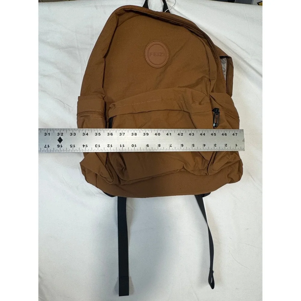 FEIZI Brown Nylon Everyday Backpack F2403 Adjustable Straps NWT